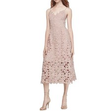 Express Women's Pale Rose Pink Floral Lace Midi Sleeveless Lined Dress Size S