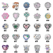 KUNSIR 925 Sterling Silver Charm Heart Bead Charm for Bracelet DIY Charm Gifts