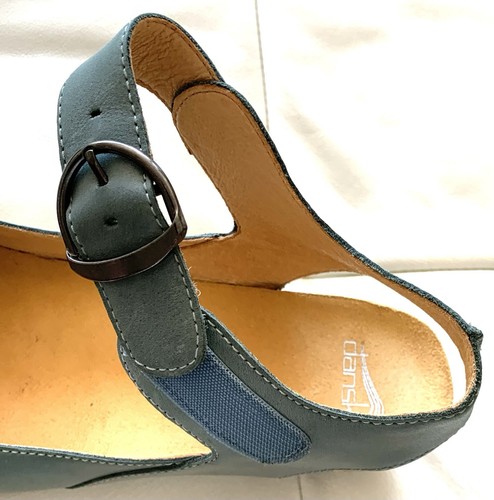 DANSKO Tiana Teal Burnished Leather Ankle Strap Wedge Sandal - EU 41/US 10 - Picture 8 of 11