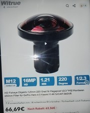 WITREU 4K 16 MP Fisheye M12   Super-Wide 220 Degree  Fisheye Lens.
