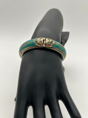 Tibetan Bracelet in Turquoise with Push Lock and is 2 1/2 inches