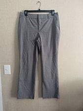 Nine West Women’s Barely Bootcut Grey Plaid Pants Sz 14 Mid Rise Pockets