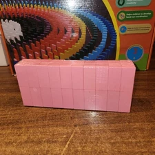 Lewo 100 Block of Pink Dominoes Set for Kids Wooden Building Blocks Racing