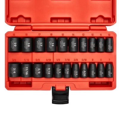 NEIKO 02432A 3/8  Drive SAE and Metric Impact Socket Set | 21 21 Piece, Red