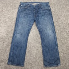 Levis Jeans Mens 38x30 Blue 501 Button Fly Regular Straight Fade Denim Pants Y2K