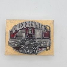 1987 Siskiyou Buckle Co. Mechanic Belt Buckle USA Pewter Enamel 3" 2"