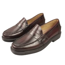 Nunn Bush Leather Slip On Penny Loafers Mens 9.5W Dark Brown Dress Shoe Casual