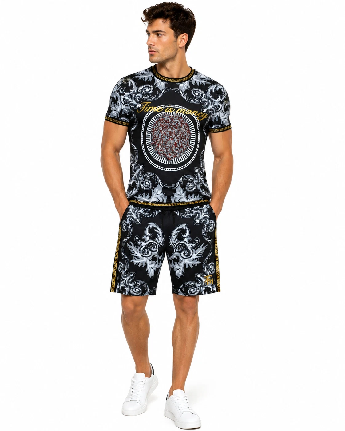 Men's T-Shirt Shorts Set TIM Baroque Lion Print Fashion Summer Top Outfit Gym
Opens in a new window