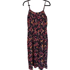 Old Navy Women's Large Navy Floral Print Midi Dress Spaghetti Strap