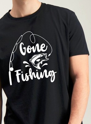 Herren Gone Fishing T-Shirt, Angelrute Fischer Humor Grafik Geschenk Tee Top