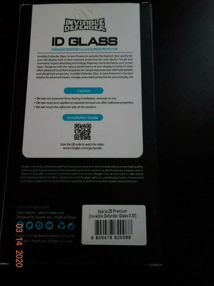 Ringke Invisible Defender Tempered Glass Screen Protector Sony Xperia Z5 Premium - Image 2 of 4