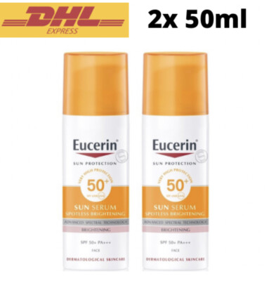 2x Eucerin SUN SERUM Spotless Brightening Facial Sunscreen SPF 50+PA+++  50ml