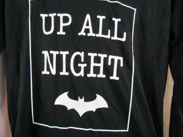 トップス S NWT Bio World Batman Up All Night Black Top Jr Medium Cris Cross