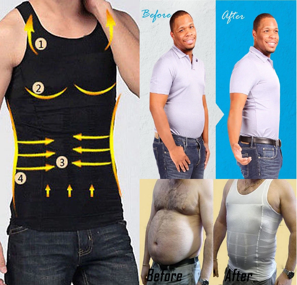 Men's Tummy Control Body Shaper Underwear Body Toning T-shirt