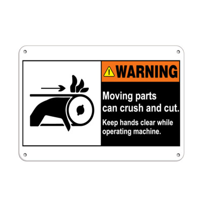 Horizontal Metal Sign Multiple Sizes Moving Crush Cut Keep Hands Operating E