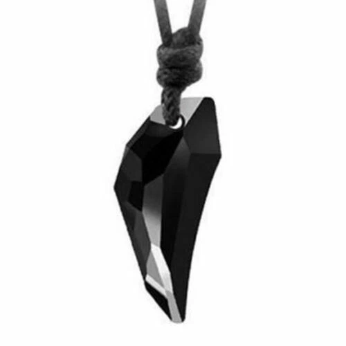 Collana da Uomo con pendente pietra Cristallo nero Dente di Lupo