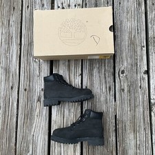 Timberland 6" Premium Classic Waterproof Kids Black Boots Size 13 Read