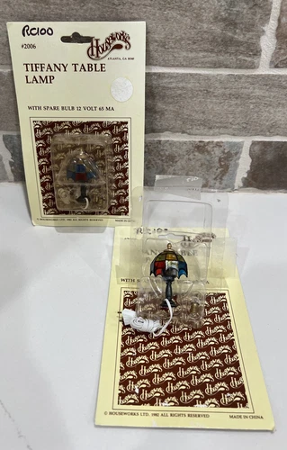 2 VINTAGE TIFFANY TABLE LAMPS #2006 BY HOUSEWORK'S FOR MINIATURE DOLLHOUSE