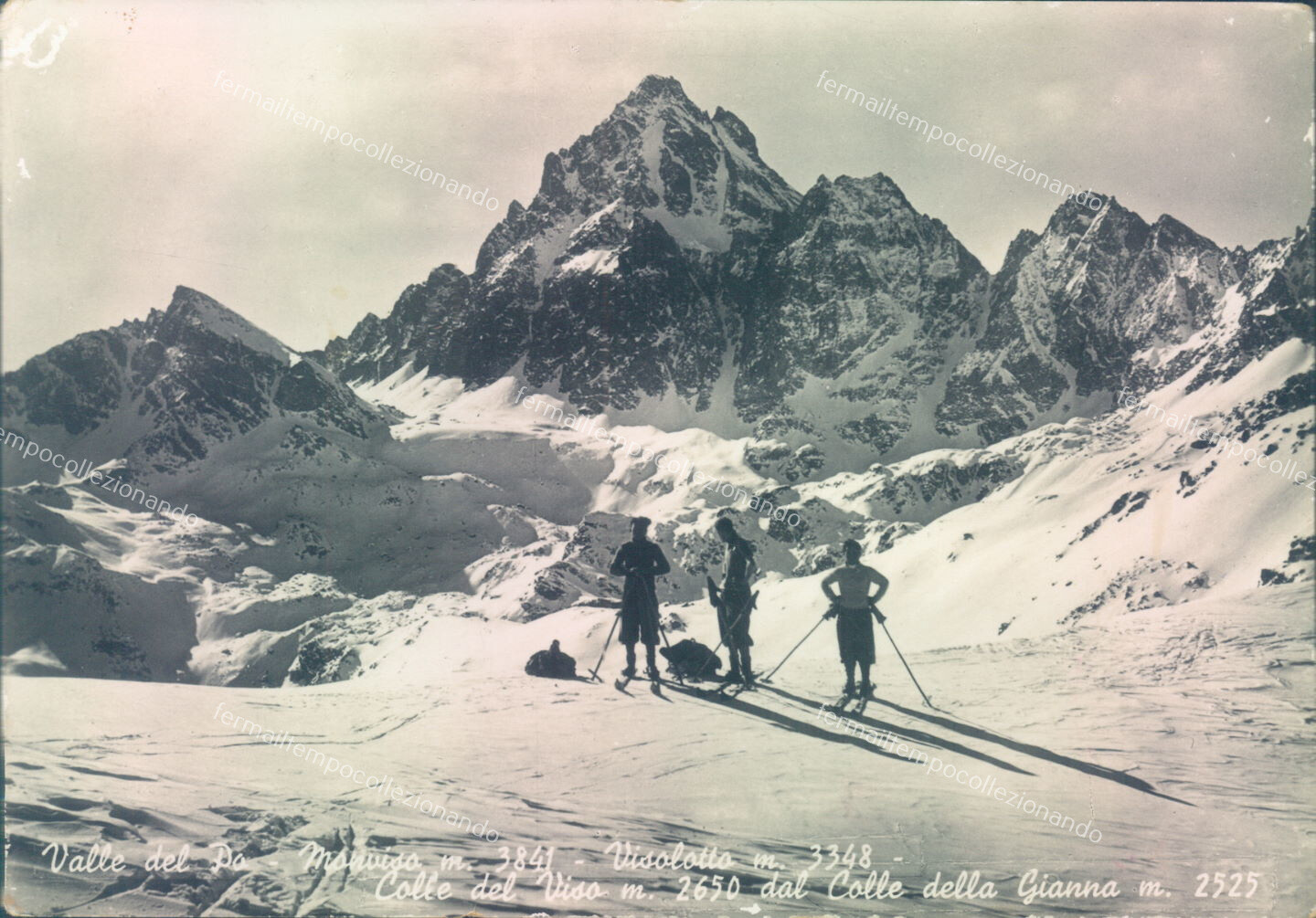 v128 cartolina valle del po monvisio visolotto colle del viso con colle