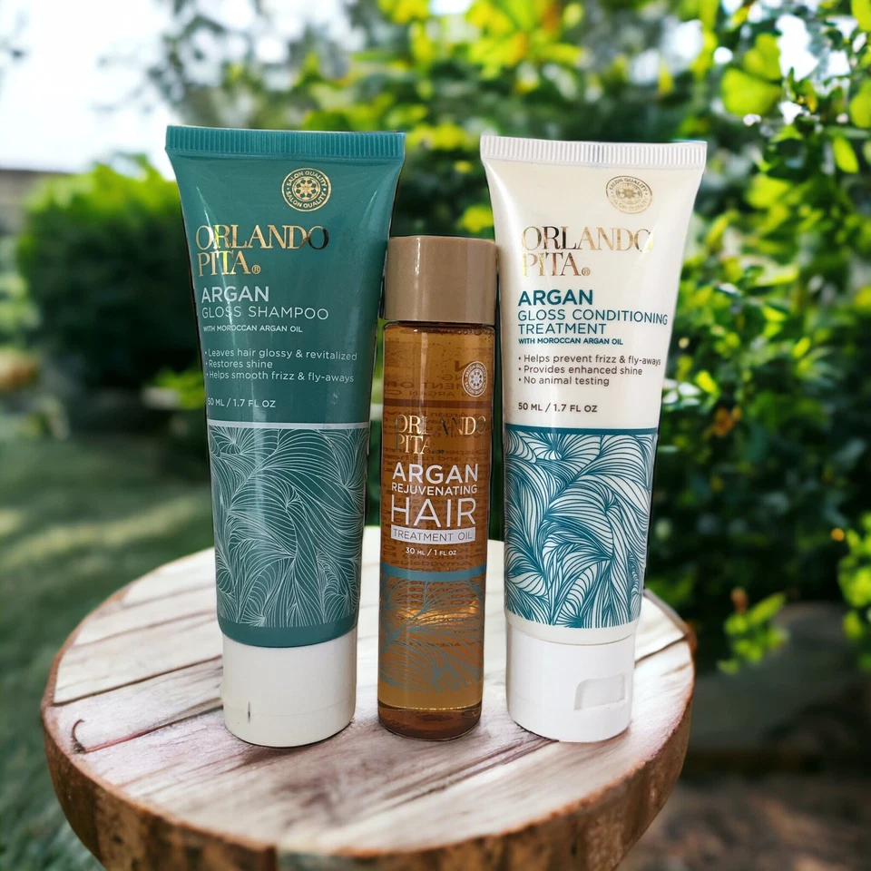 ORLANDO PITA Argan Rejuvenating Hair Treatment Oil +Gloss Shampoo + Conditioning - Image 3 of 4