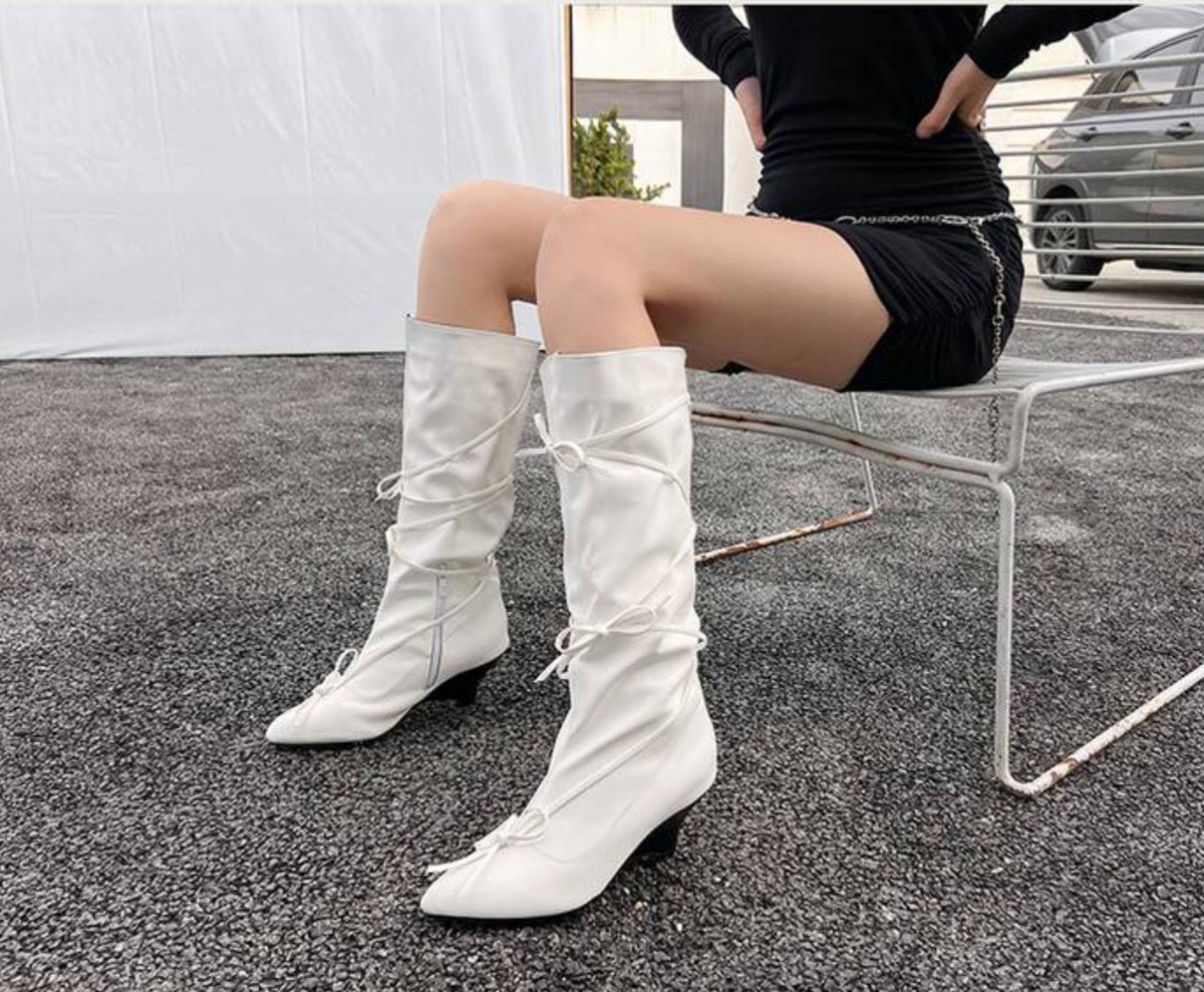 Women's Fashion Youth Dress Bowknot Kitten Heel Party Date High Boots  Oversize | eBay