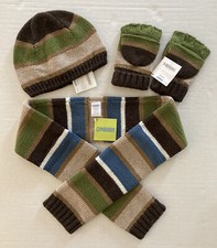 NWT Gymboree Arctic Adventure 8  Up Brown Green Sweater Knit Hat Scarf MIttens
