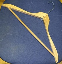 Antique Wood Hanger Wire Hook Double Curve Great Patina Pants Bar 17-1/4" Long  