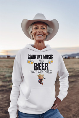 Country Music & Beer Thats Why Im Here Mens Womens Hoodie Christmas Gift Western