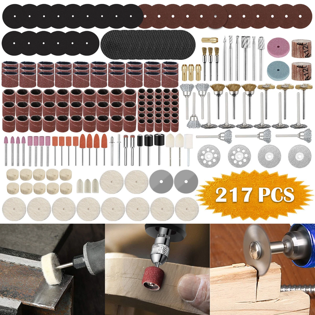 141Pcs Grinding Polishing Cutting Sanding Rotary Tool Accessories Kit For  Dremel