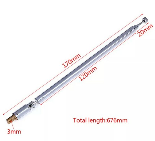 XL Telescope FM VHF DAB Radio TV Antenna 7-Segment Telescopic Antenna 360°Replacement New - Picture 4 of 4