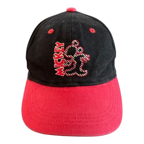 Vintage Mickey Mouse Hat Baseball Cap Embroidered Graphic Black Red Kids