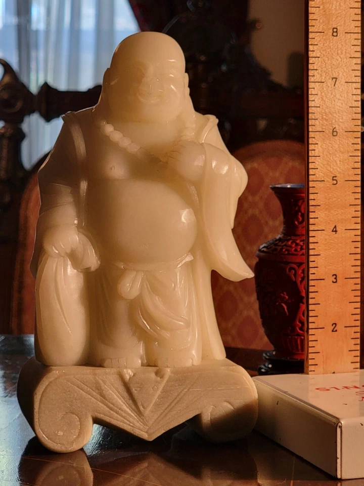 玉佛雕像立式手工雕刻100%天然石材半透明  — 第 4/4 张图片