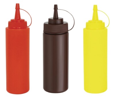 Saucenflasche rotbraun gelb 12oz Vogue Squeezy Ketchup Senfpresse