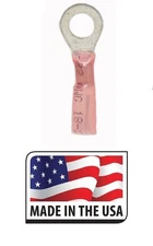 (25) Red 18-22 AWG 3M Heat Shrink Ring Terminal #10 Made in the USA 22-18 Gauge