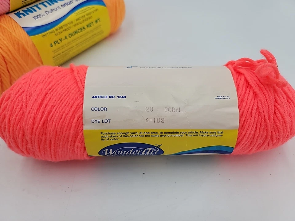 Hilo de tejer Wonder Art Wintuk DuPont Orlon acrílico 4 capas 4 onzas color a elección Foto 3 de 4
