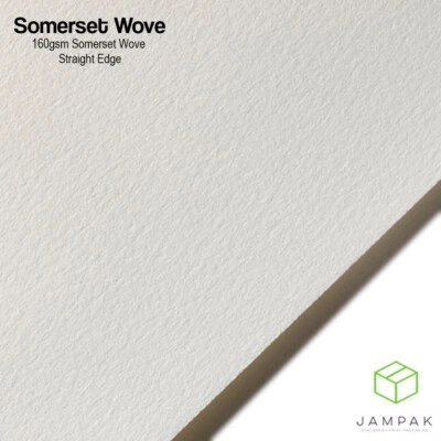 A4 Somerset Wove 160gsm 100% Cotton Textured, Frayed Edge Option. Premium paper