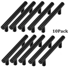 10Pack Black Kitchen Cabinet Pulls Stainless Steel Drawer T Bar Knob Handles