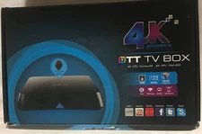 4K OTT TV Box Android Player Boxed Complete W/Power Supply Cable Remote & Manual