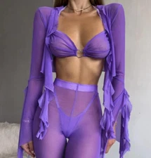 2025 Fashion lady party evening bar dancing mesh lingerie dress 4pcs set hot