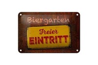 Blechschild Spruch 18X12 Cm Biergarten Freier Eintritt Deko Schild