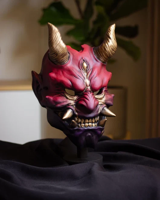 Shuten-dōji Oni Mask – Japanese Demon Cosplay Mask – Red Oni Yokai - Image 4 of 4