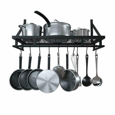 Hanging Pot Rack Hooks Kitchen Ceiling Hanger Storage Organizer