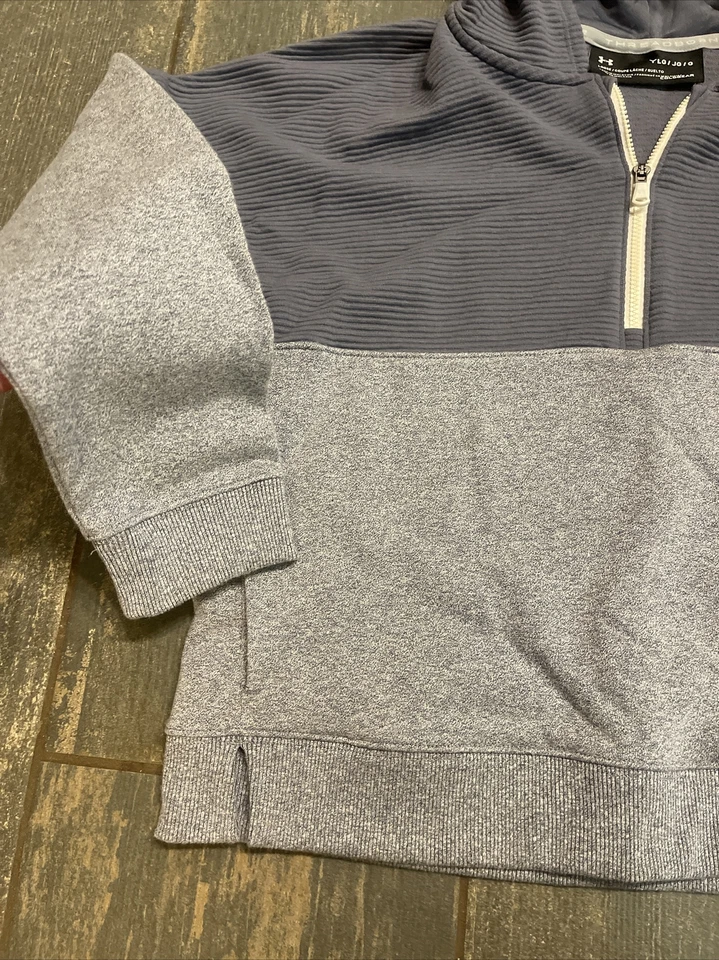 Sudadera con Capucha Under Armour Juvenil Grande Azul Gris ColdGear Threadborne Niños Foto 4 de 4