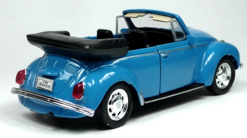 VW Käfer Cabrio Modellauto ca. 12 cm blau Spritzguss Neuware von WELLY - Picture 3 of 4