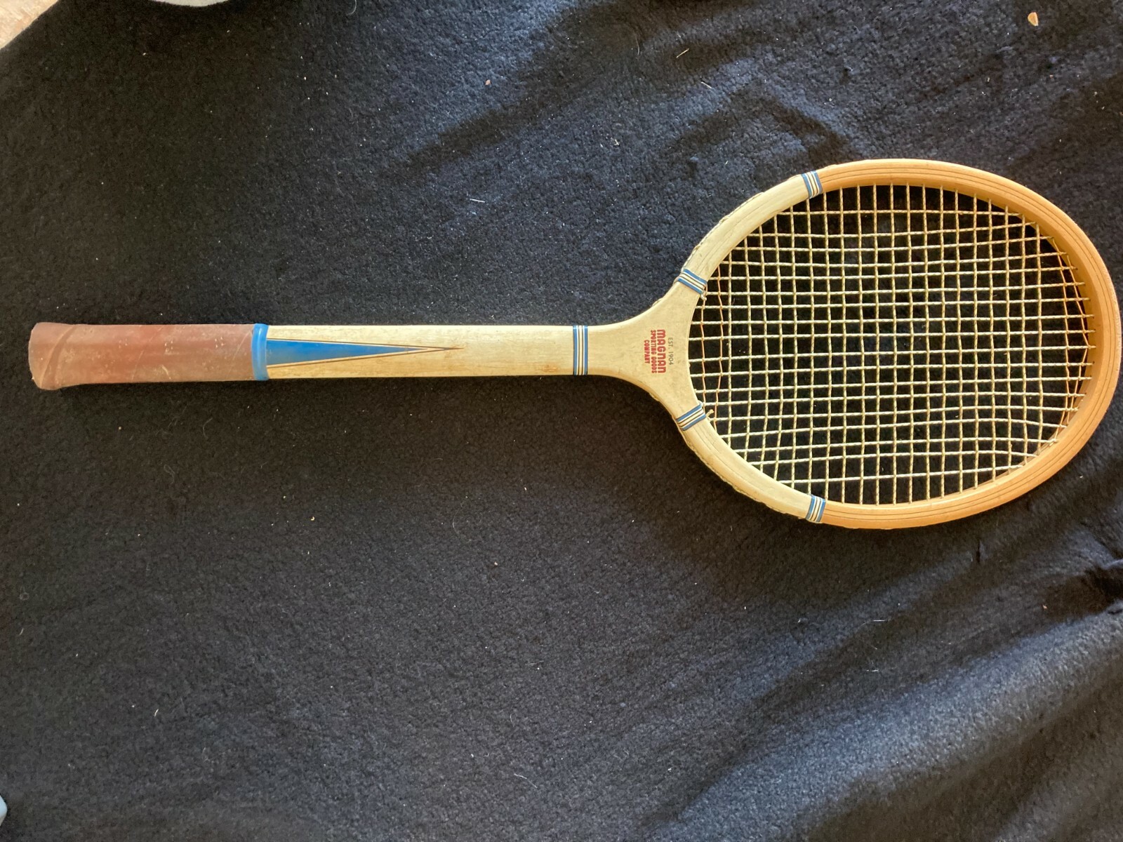 Vintage Antique N.J. MAGNAN CORP. Tennis Racquet W/Press