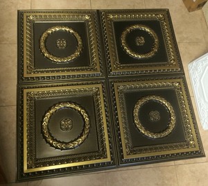 Pvc Faux Tin Glue Up Drop In Ceiling Tiles 24x24 D210 Antique