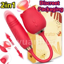 For-Women-Bullet-Vibration-Personal-Body-Stimulator-Thrusting-Sucker-Massager US