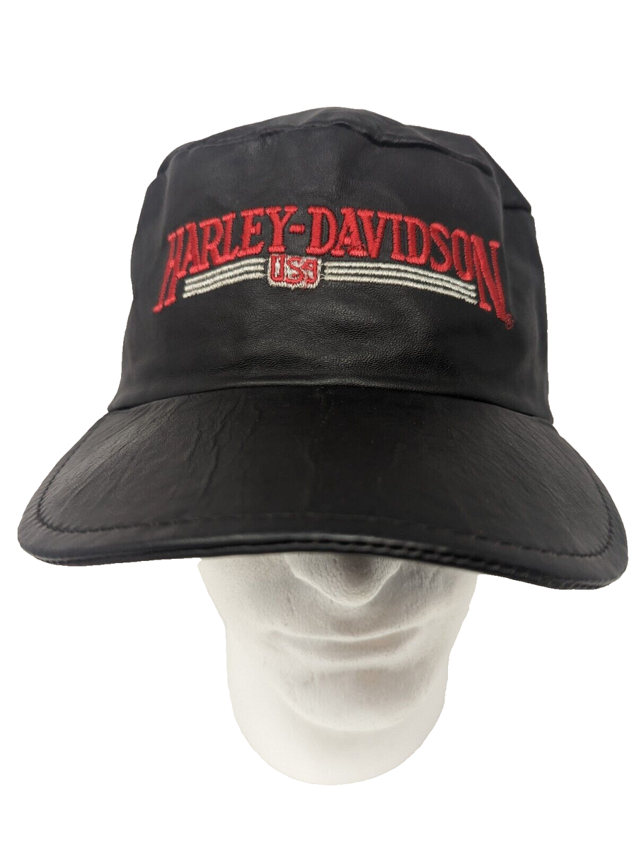 Vintage Harley Davidson Leather Hat Black Biker Motorcycle  display picture 1