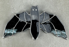 Vintage BLACK BAT Stained Art Glass Lead Glass Halloween Unusual Suncatcher 5.5"