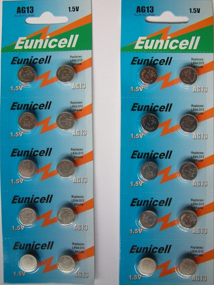 ENVOI SOUS SUIVI - EUNICELL 20 PILES BOUTON ALCALINES LR44 AG13 A76 1.5V